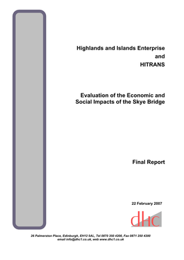 Evaluation of the Economic and Social Impacts of the Skye Bridge