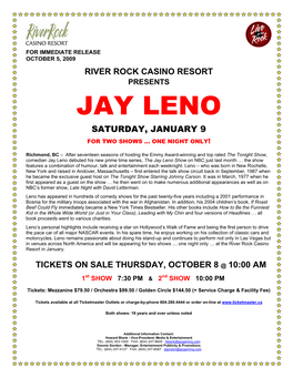 Jay Leno Saturday, January 9