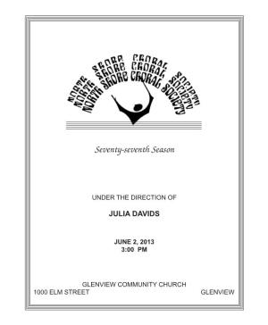 June 2, 2013 Concert Program Booklet (Text Only)