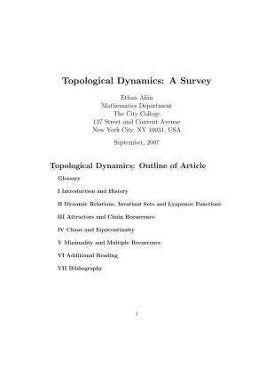 Topological Dynamics: a Survey