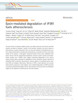 Epsin-Mediated Degradation of IP3R1 Fuels Atherosclerosis