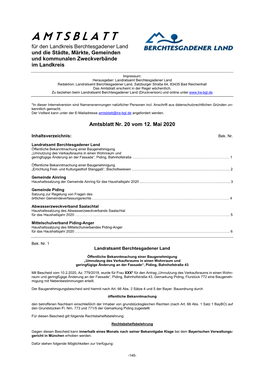 Amtsblatt Nr 20 Vom 12-05-2020 Datenschutz