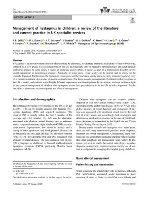 Management of Nystagmus in Children: a Review of the Literature and Current Practice in UK Specialist Services