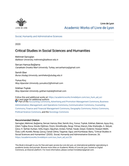 Critical Studies in Social Sciences and Humanities