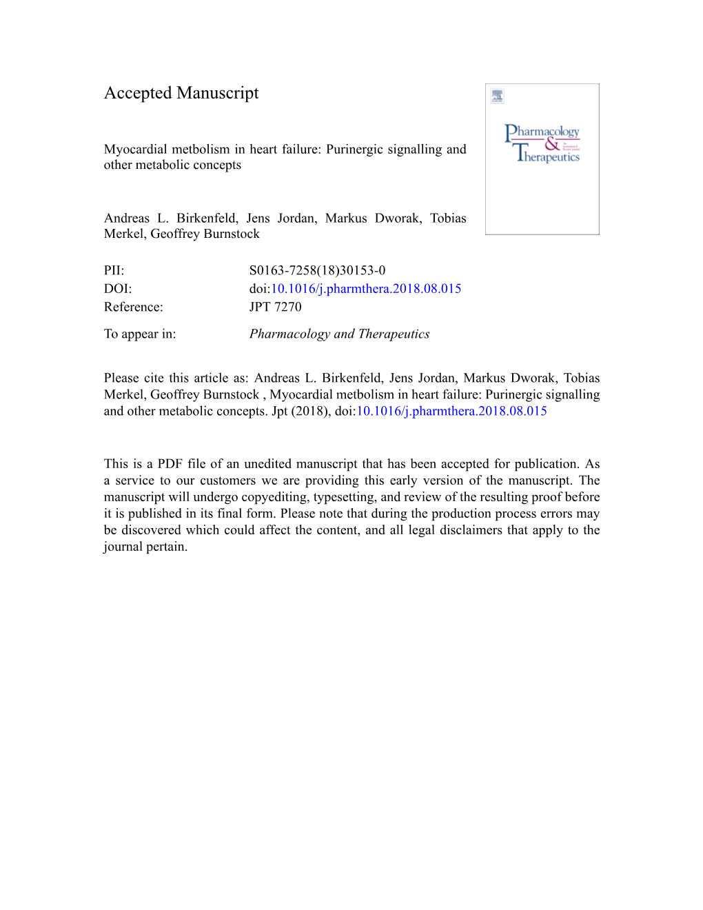 Myocardial Metabolism in Heart Failure: Purinergic Signalling and Other