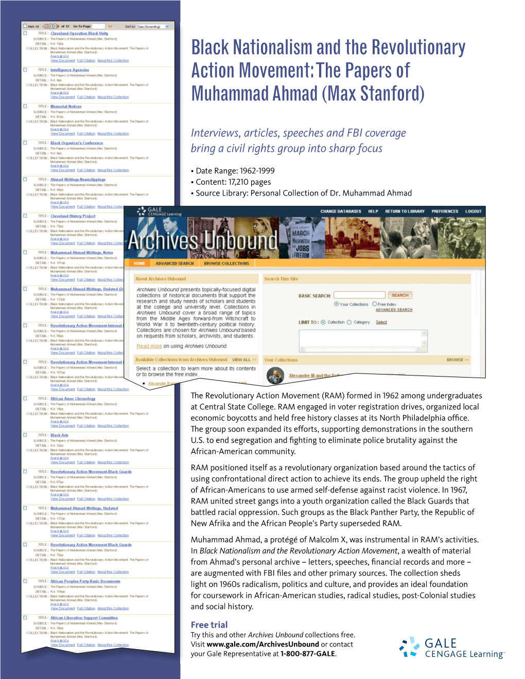 Black Nationalism and the Revolutionary Action Movement: the Papers of Muhammad Ahmad (Max Stanford)