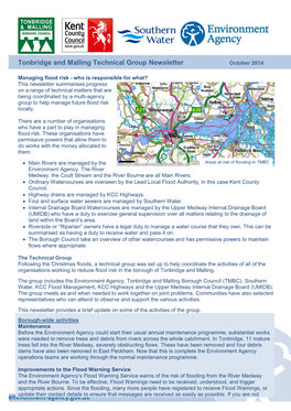 Tonbridge and Malling Technical Group Newsletter October 2014
