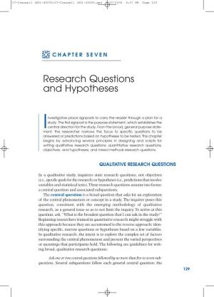 Research Questions and Hypotheses