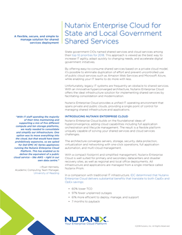 Nutanix Enterprise Cloud for State and Local Government Shared Services