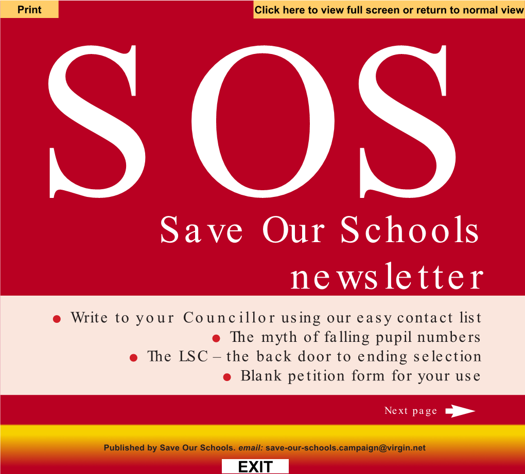 Save Our Schools Newsletter
