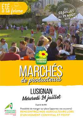 LUSIGNAN Mercredi 24 Juillet À Partir De 18 H Possibilité De Manger Sur Place (Apportez Vos Couverts)