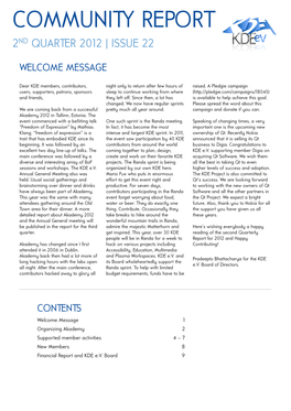 Community Report 2Nd Quarter 2012 | Issue 22