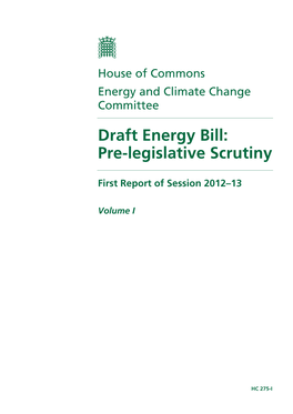 Draft Energy Bill: Pre-Legislative Scrutiny