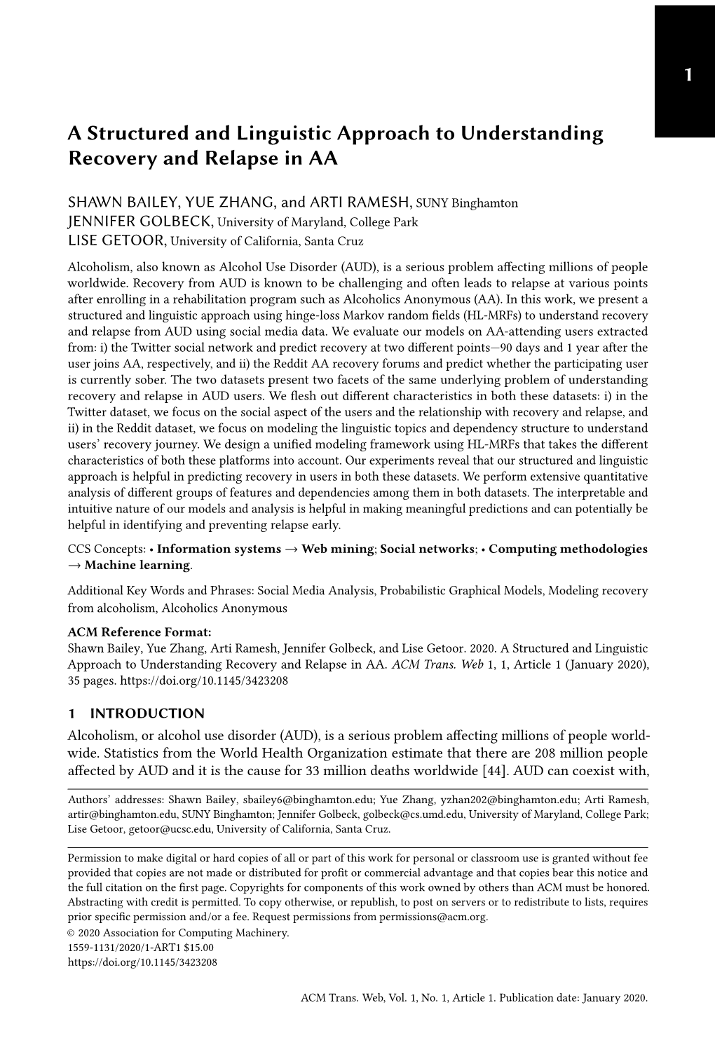 A Structured and Linguistic Approach to Understanding Recovery and Relapse in AA