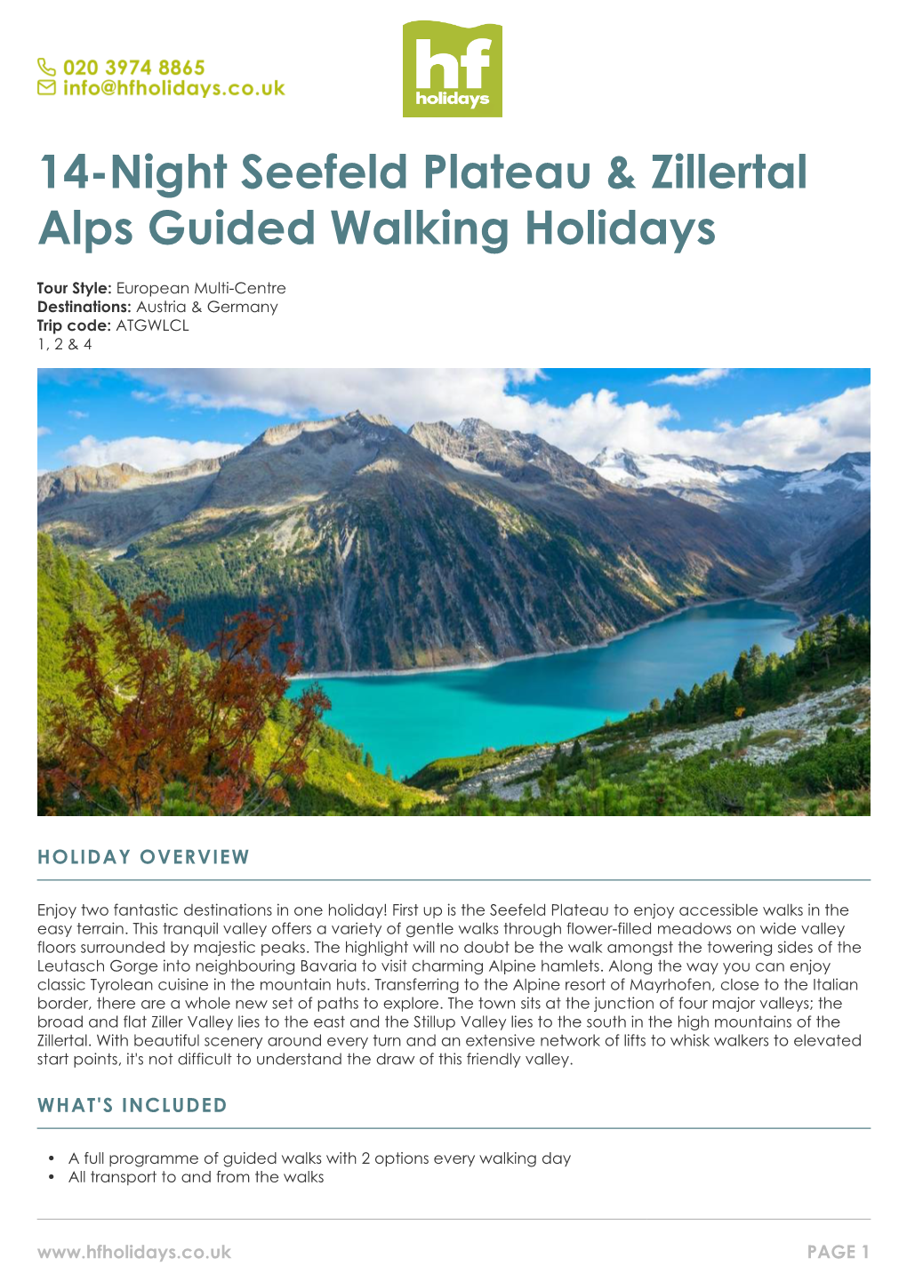 14-Night Seefeld Plateau & Zillertal Alps Guided