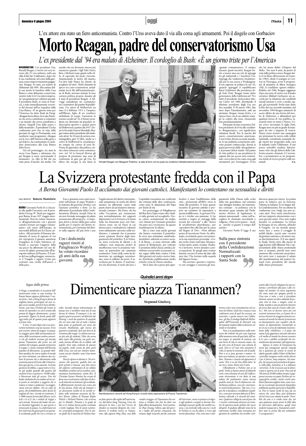 La Svizzera Protestante Fredda Con Il Papa a Berna Giovanni Paolo II Acclamato Dai Giovani Cattolici