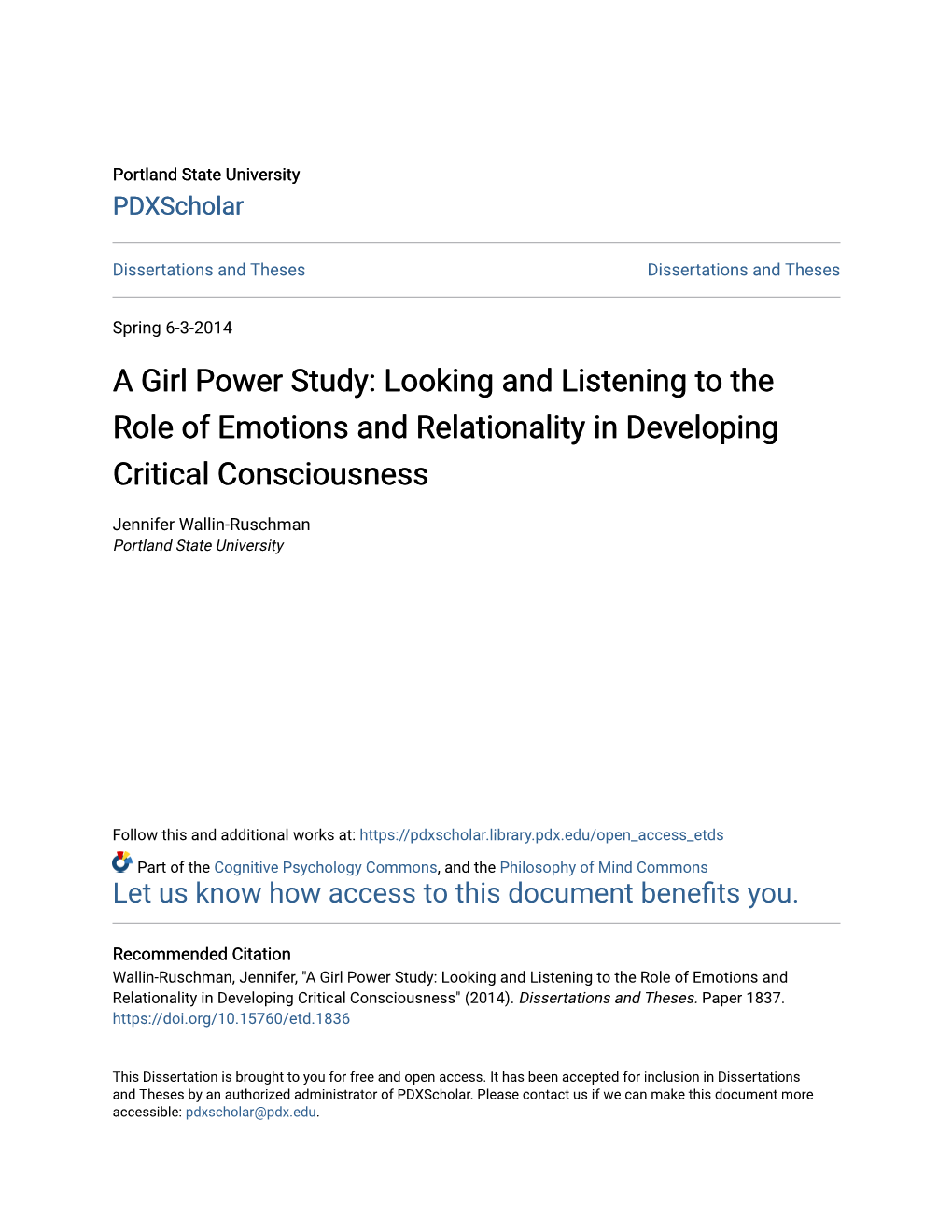 A Girl Power Study: Looking and Listening to the Role of Emotions and Relationality in Developing Critical Consciousness