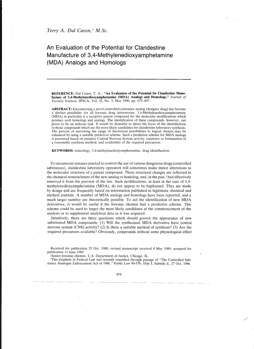 MDA) Analogs and Homologs