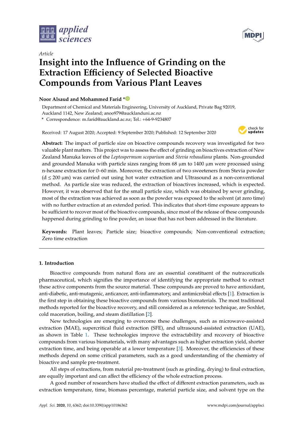 Insight Into the Influence of Grinding on the Extraction Efficiency