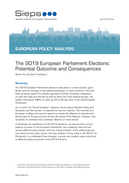 The 2019 European Parliament Elections: Potential Outcome and Consequences Simon Hix and Doru Frantescu*