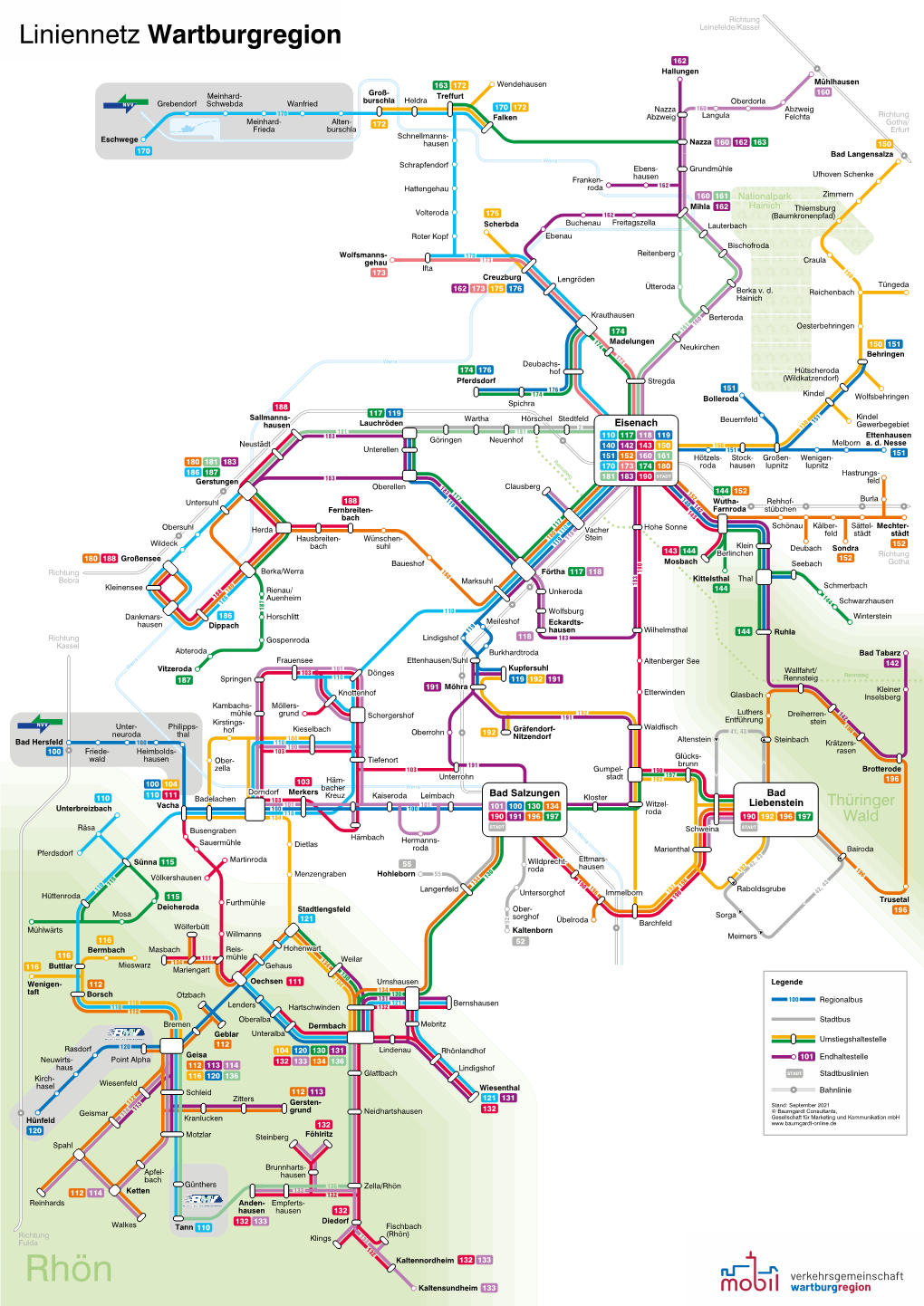 Liniennetz Wartburgregion Leinefelde/Kassel