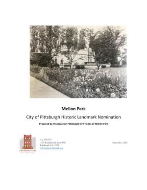 Mellon Park City of Pittsburgh Historic Landmark Nomination