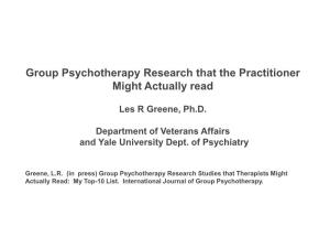 Group Psychotherapy Research That the Practitioner Might Actually Read
