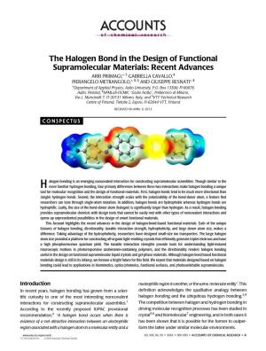 The Halogen Bond in the Design of Functional Supramolecular Materials