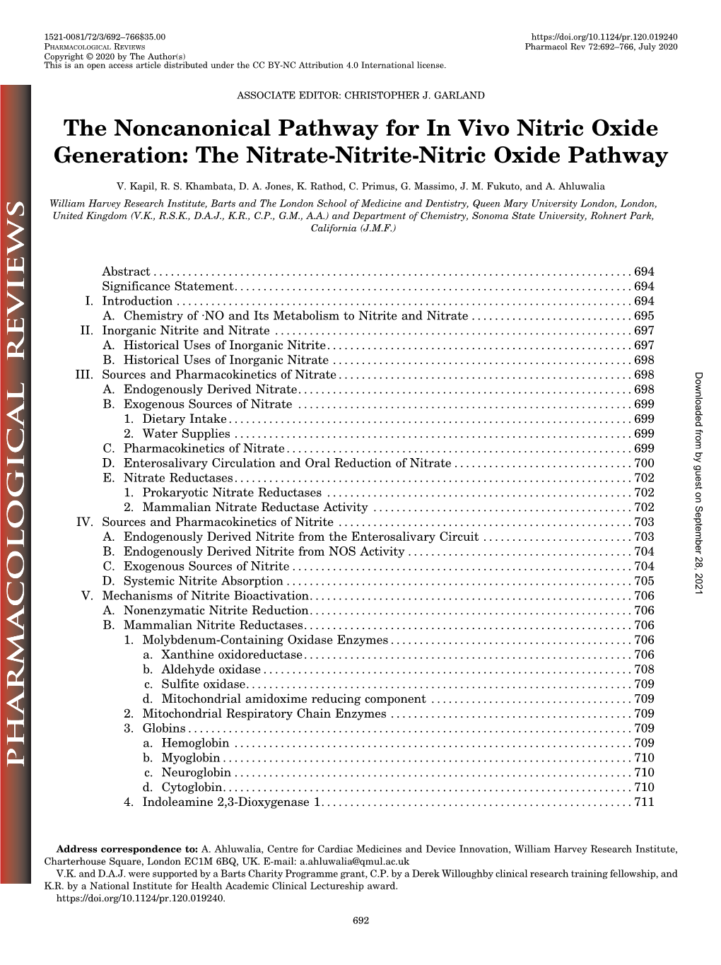 The Noncanonical Pathway for in Vivo Nitric Oxide Generation: the Nitrate-Nitrite-Nitric Oxide Pathway