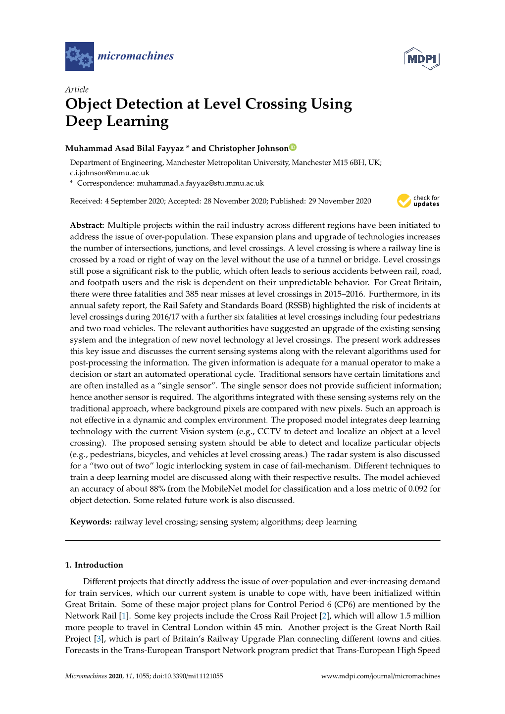 Object Detection at Level Crossing Using Deep Learning