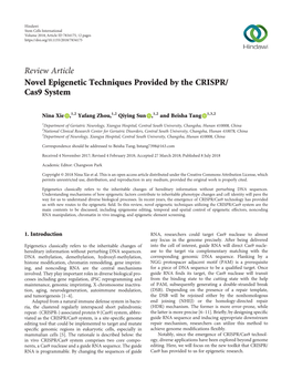Novel Epigenetic Techniques Provided by the CRISPR/Cas9