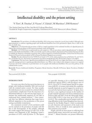 Intellectual Disability and the Prison Setting
