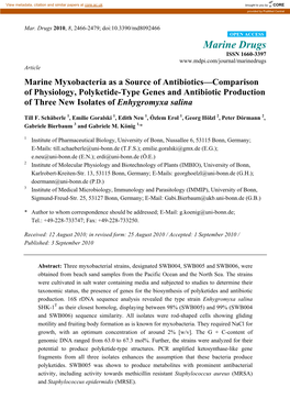 Marine Myxobacteria As a Source of Antibiotics—Comparison of Physiology, Polyketide-Type Genes and Antibiotic Production of Three New Isolates of Enhygromyxa Salina