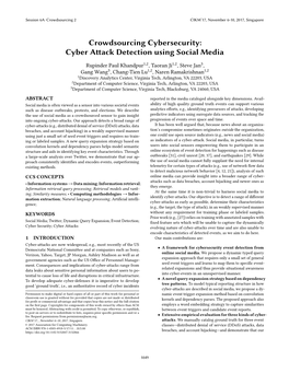 Cyber Attack Detection Using Social Media