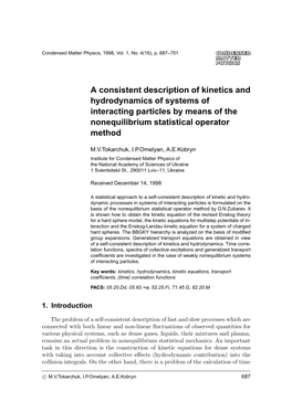 A Consistent Description of Kinetics and Hydrodynamics of Systems of Interacting Particles by Means of the Nonequilibrium Statistical Operator Method