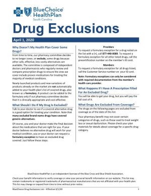 Drug Exclusions April 1, 2020