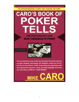 Mike Caro Caro's Book of Poker Tells