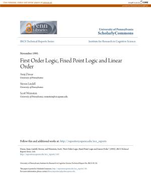 First Order Logic, Fixed Point Logic and Linear Order Anuj Dawar University of Pennsylvania