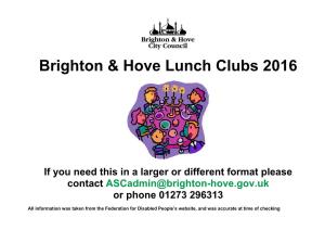 Brighton & Hove Lunch Clubs 2016