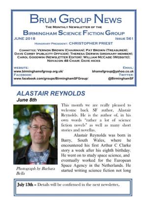 Brum Group News the Monthly Newsletter of the BIRMINGHAM SCIENCE FICTION GROUP JUNE 2018 Issue 561 Honorary President: CHRISTOPHER PRIEST