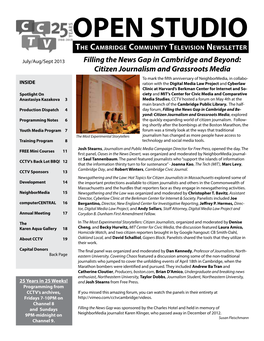 OPEN STUDIO the Cambridge Community Television Newsletter