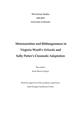 Metanarration and Bildungsroman in Virginia Woolf's Orlando and Sally