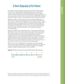 A Short Biography of Pat Tillman Handout 6.1