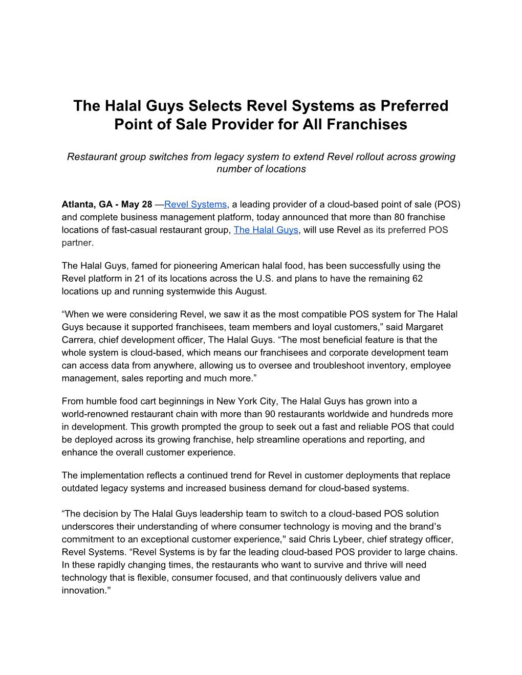 The Halal Guys Selects Revel Systems As Preferred Point of Sale Provider for All Franchises