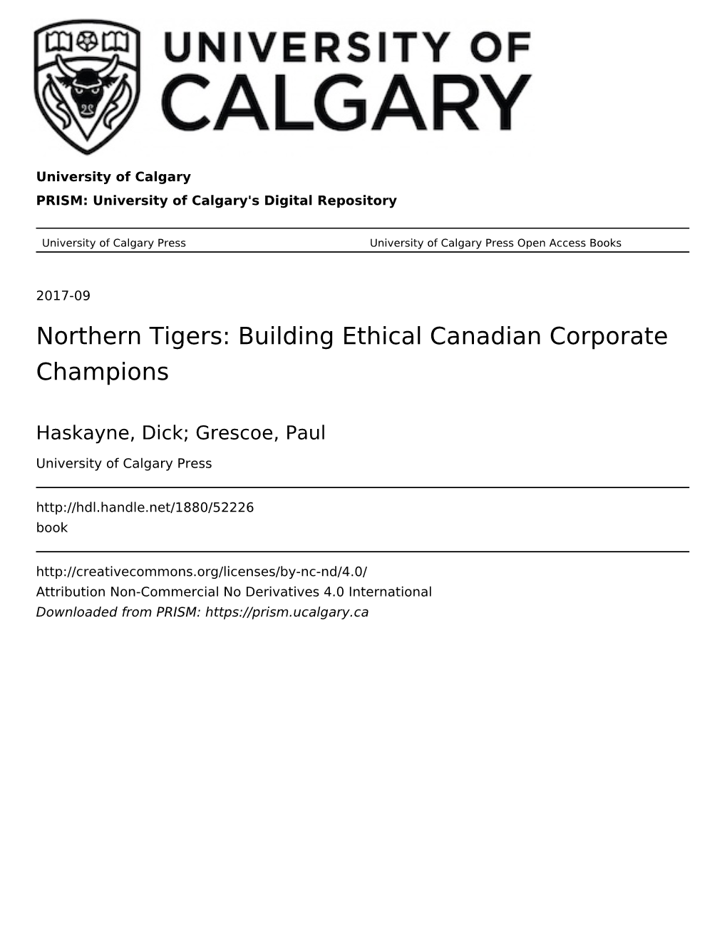 Northern Tigers: Building Ethical Canadian Corporate Champions
