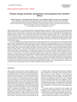 Climate Change and Birds: Perspectives and Prospects from Southern Africa