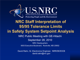 Interpretation of 95-95 Tolerance Limits for Safety System Setpoint