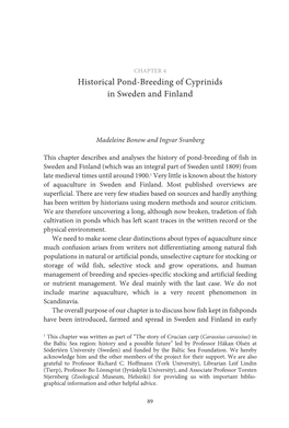 Historical Pond-Breeding of Cyprinids in Sweden and Finland