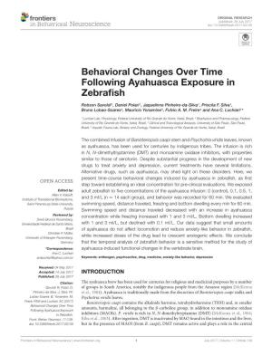 Behavioral Changes Over Time Following Ayahuasca Exposure in Zebraﬁsh