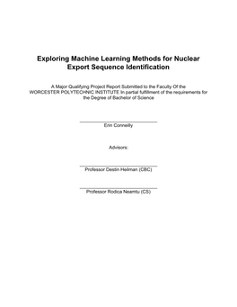 Exploring Machine Learning Methods for Nuclear Export Sequence Identification